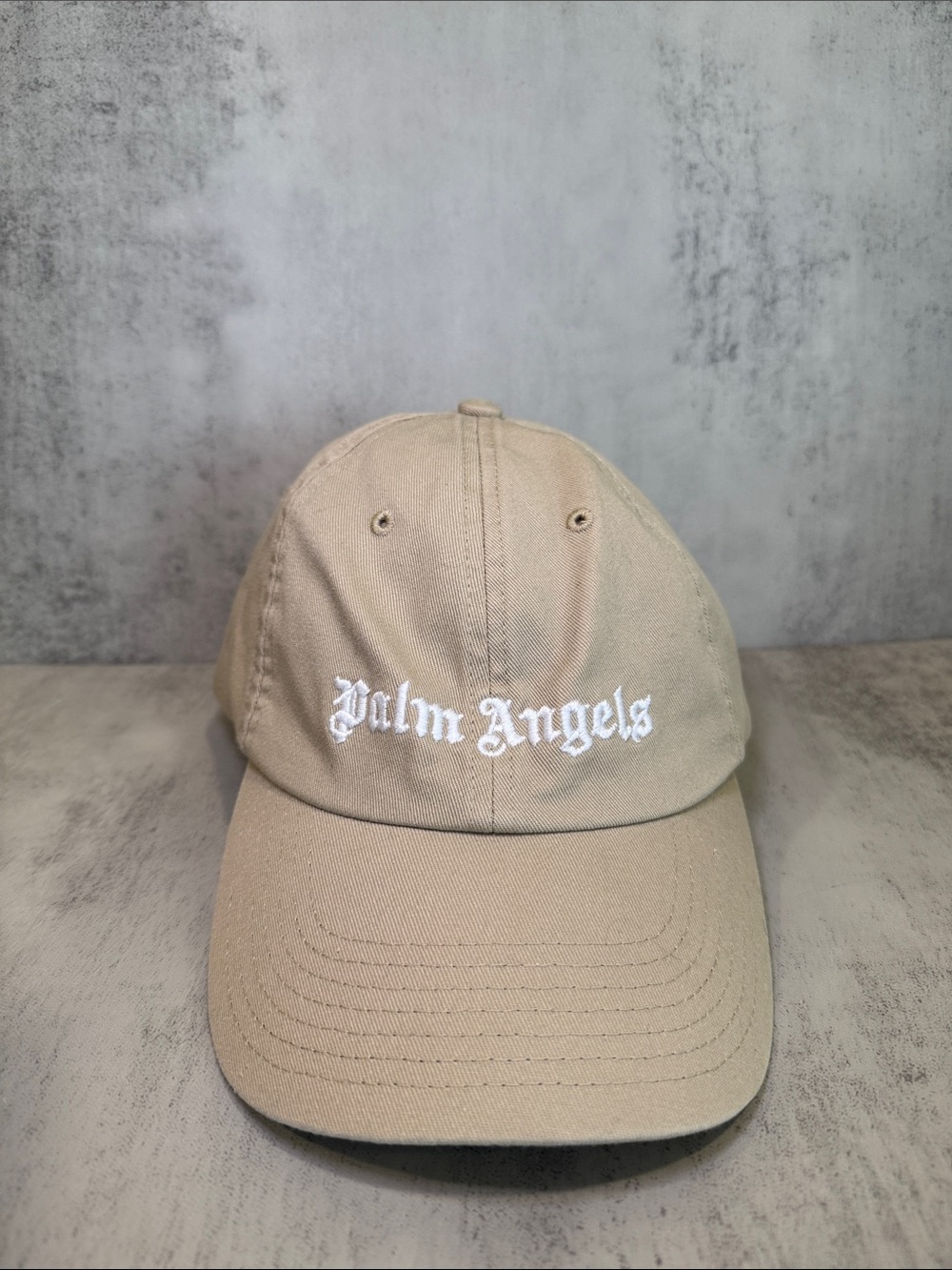 Palm Angels Unisex Beige Logo Embroidered Baseball Cap Hat O/S